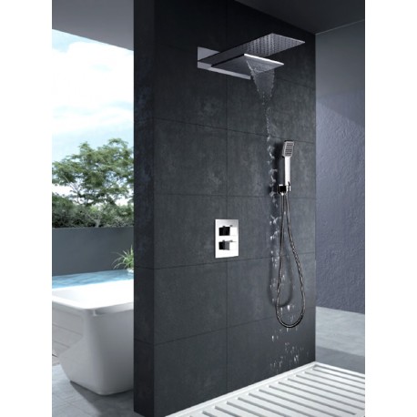 Comprar Conjunto de ducha monomando cuadrada acero inoxidable serie Segura  online