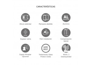 Características mampara abatible ÉBANO